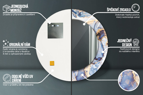 Oglinda rotunda imprimata Artă lichidă abstractă