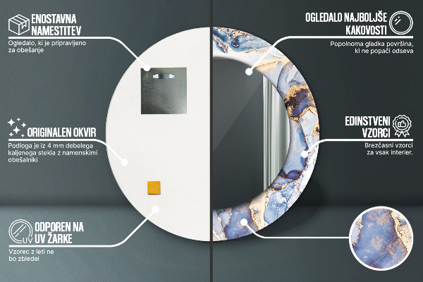 Oglinda rotunda imprimata Artă lichidă abstractă