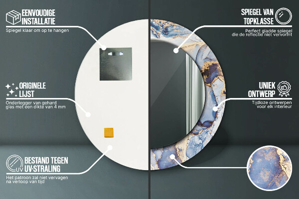 Oglinda rotunda imprimata Artă lichidă abstractă