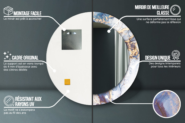 Oglinda rotunda imprimata Artă lichidă abstractă