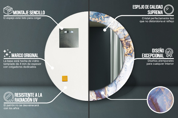 Oglinda rotunda imprimata Artă lichidă abstractă