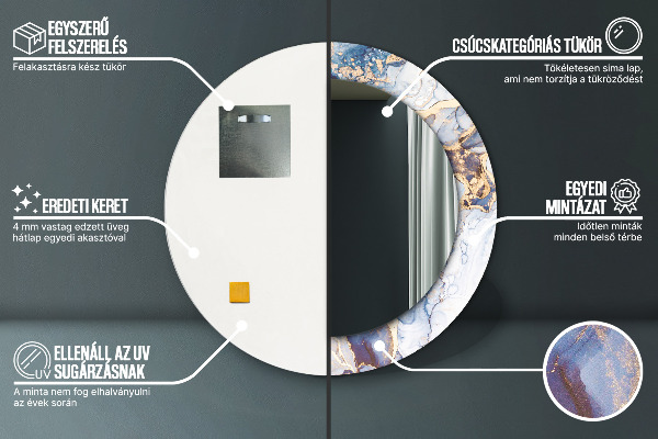 Oglinda rotunda imprimata Artă lichidă abstractă