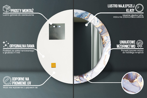 Oglinda rotunda imprimata Artă lichidă abstractă