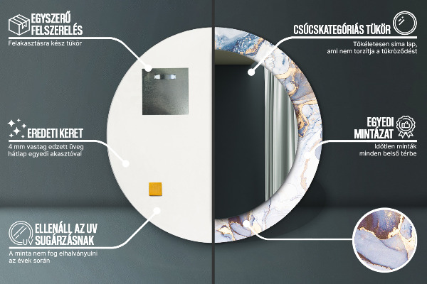 Oglinda rotunda imprimata Artă lichidă abstractă