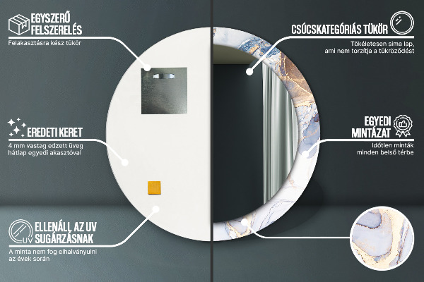 Oglinda rotunda imprimata Artă lichidă abstractă