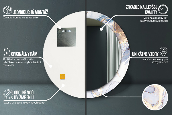 Oglinda rotunda imprimata Artă lichidă abstractă