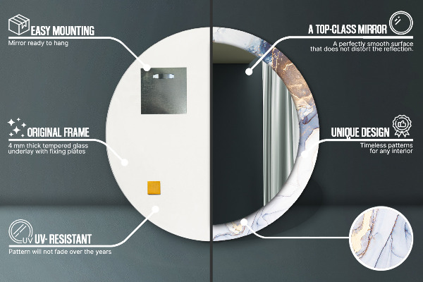 Oglinda rotunda imprimata Artă lichidă abstractă