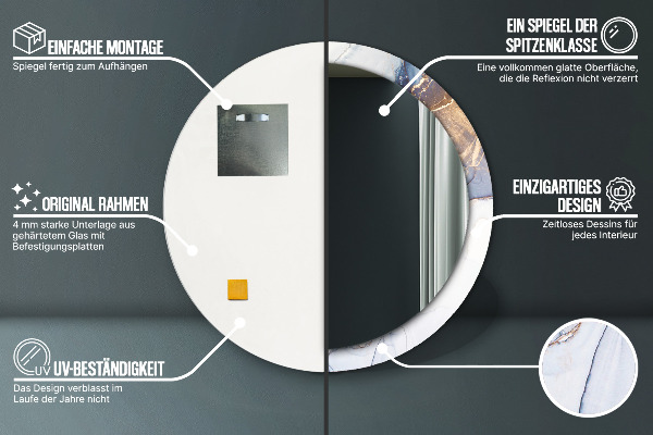 Oglinda rotunda imprimata Artă lichidă abstractă