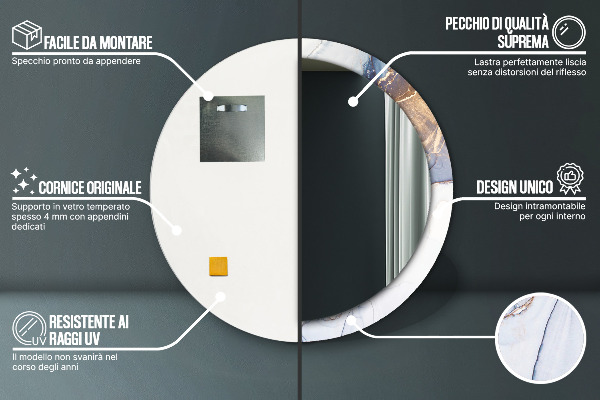 Oglinda rotunda imprimata Artă lichidă abstractă