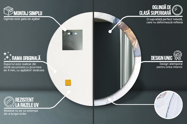 Oglinda rotunda imprimata Artă lichidă abstractă