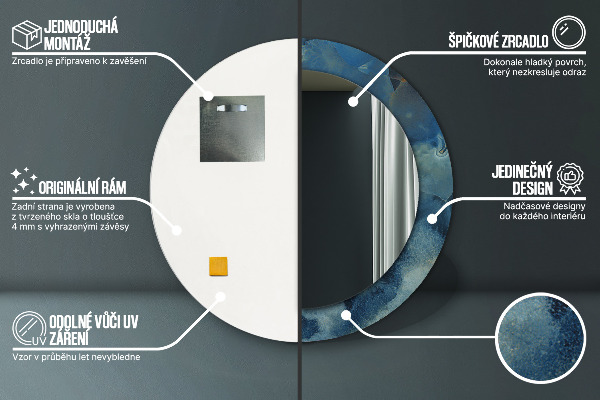 Oglinda rotunda imprimata Marmură onyx