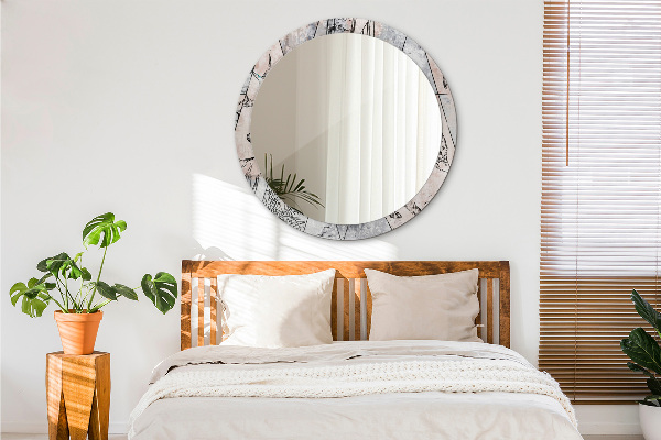 Oglinda rotunda imprimata Animale cu abstry