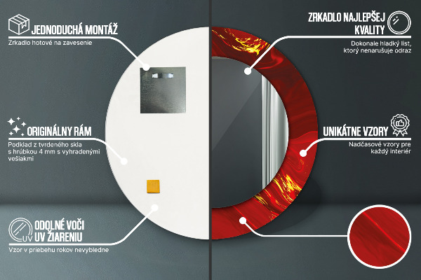 Oglinda rotunda imprimata Marmură roșie