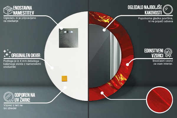 Oglinda rotunda imprimata Marmură roșie