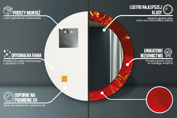 Oglinda rotunda imprimata Marmură roșie