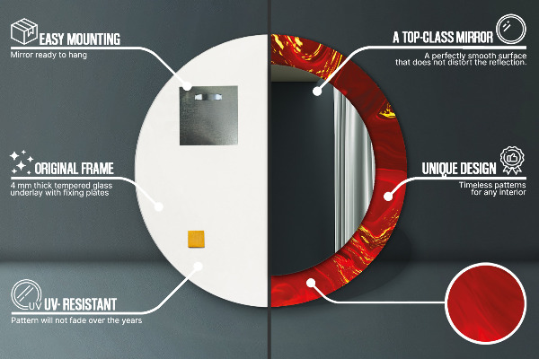 Oglinda rotunda imprimata Marmură roșie