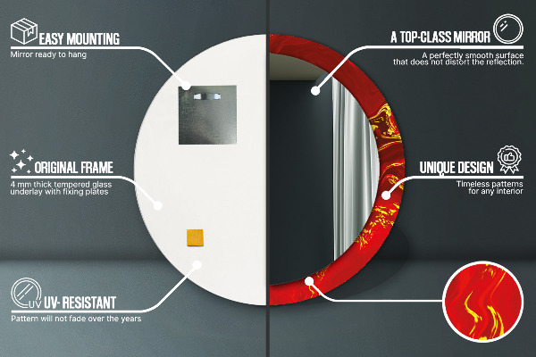Oglinda rotunda imprimata Marmură roșie