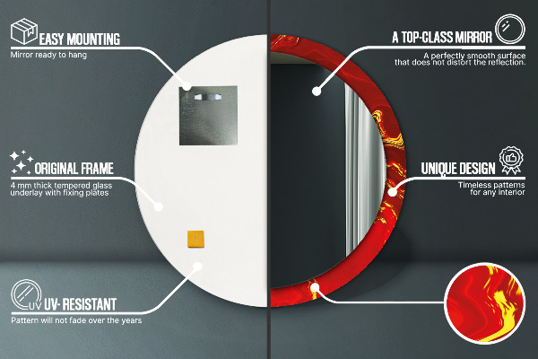 Oglinda rotunda imprimata Marmură roșie