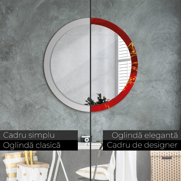 Oglinda rotunda imprimata Marmură roșie