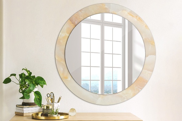 Oglinda rotunda imprimata Marmură onyx