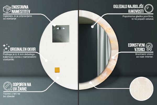 Oglinda rotunda imprimata Marmură onyx