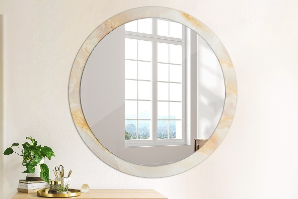 Oglinda rotunda imprimata Marmură onyx