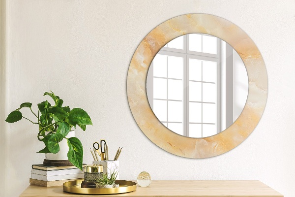 Oglinda rotunda imprimata Marmură onyx