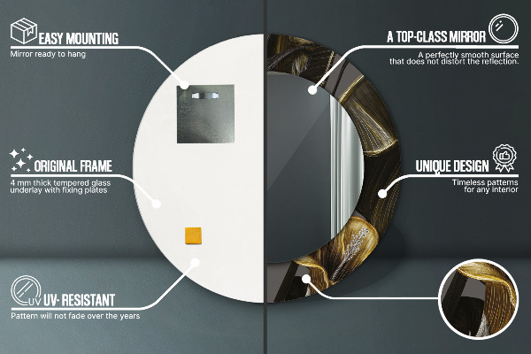 Oglinda cu decor rotunda Flori de hibiscus