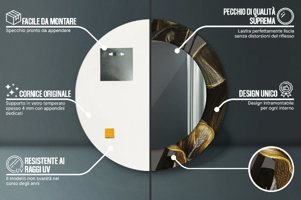 Oglinda cu decor rotunda Flori de hibiscus