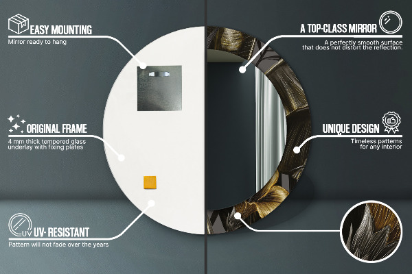 Oglinda cu decor rotunda Flori de hibiscus