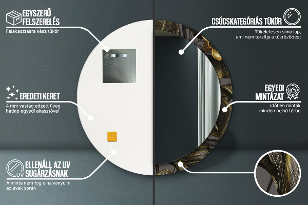 Oglinda cu decor rotunda Flori de hibiscus