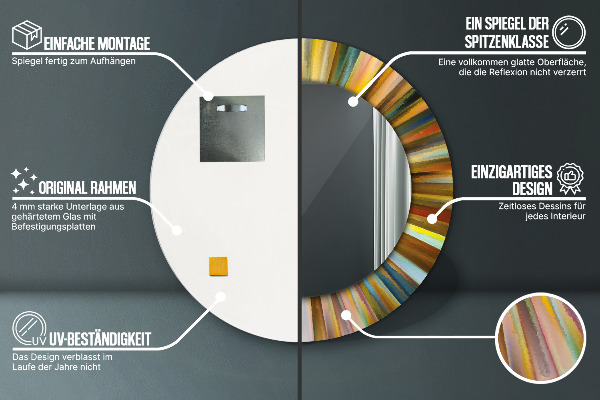 Oglinda cu decor rotunda Model radial abstract