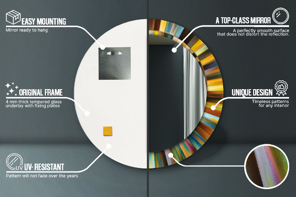 Oglinda cu decor rotunda Model radial abstract