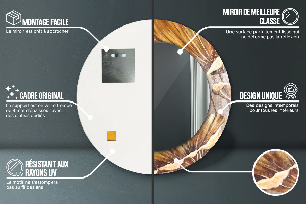 Oglinda rotunda imprimata Frunze aurii