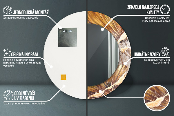 Oglinda rotunda imprimata Frunze aurii