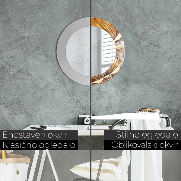 Oglinda rotunda imprimata Frunze aurii