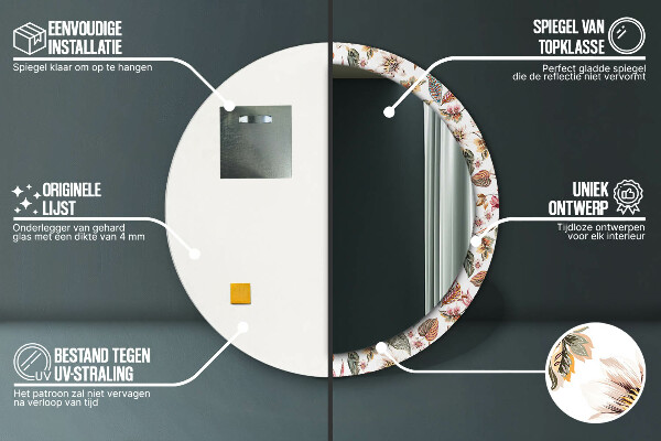 Oglinda rotunda imprimata Flori de epocă