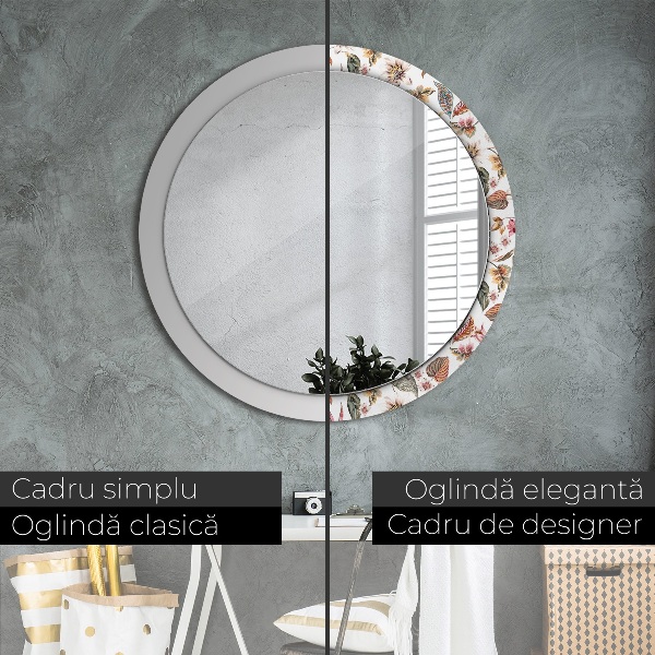 Oglinda rotunda imprimata Flori de epocă