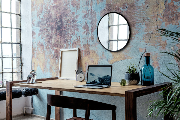 Oglinda hol rotunda rama neagra fi 70 cm