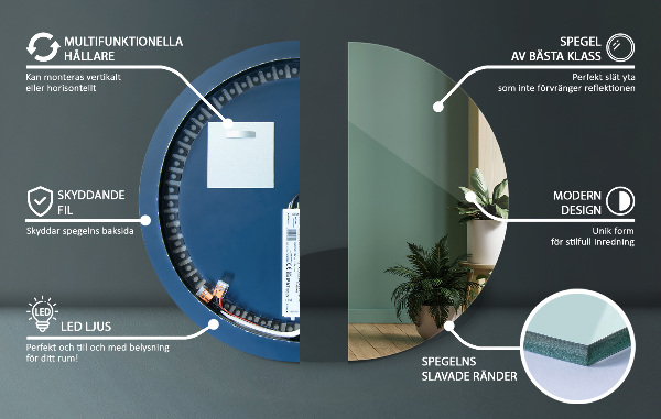 Oglinda rotunda iluminare led fi 100 cm