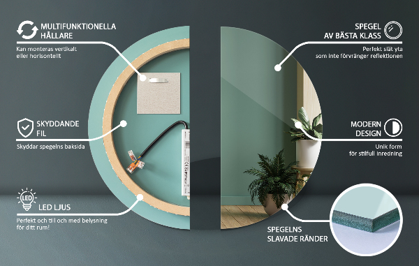 Oglinda de baie rotunda cu iluminare fi 50 cm