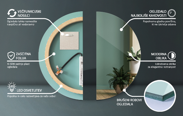 Rotunda oglinda baie cu led fi 90 cm