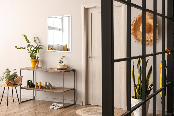 Oglinda dreptunghiulara decorativa cu rama alba 70x50 cm