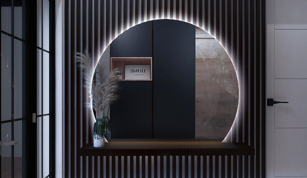 Oglindă cu cerc trunchiat decorativ pentru perete LED 70x80 cm