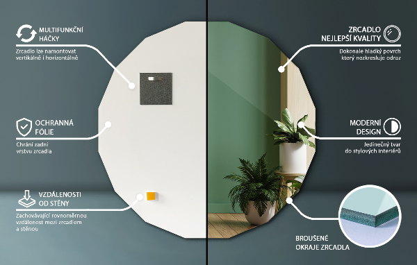 Oglindă geometrică estetic 80x80 cm