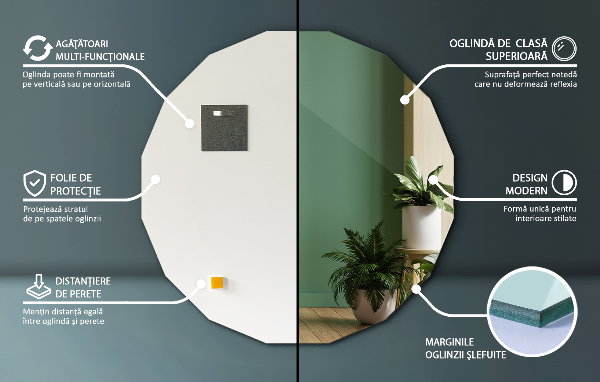 Oglindă geometrică estetic 80x80 cm