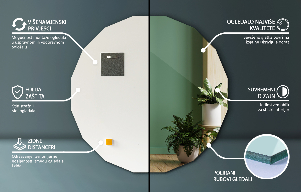 Oglindă geometrică estetic 80x80 cm