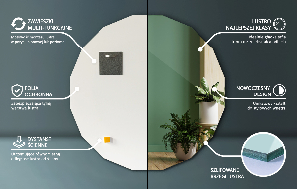 Oglindă geometrică estetic 80x80 cm