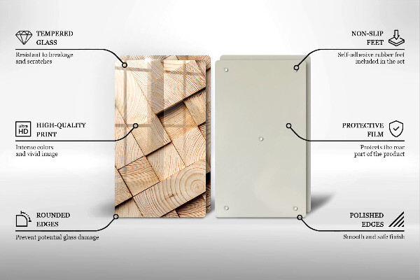 Placă sticla protectie aragaz Pătrate de lemn