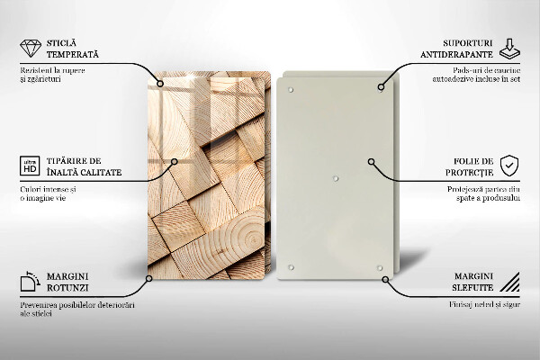Placă sticla protectie aragaz Pătrate de lemn